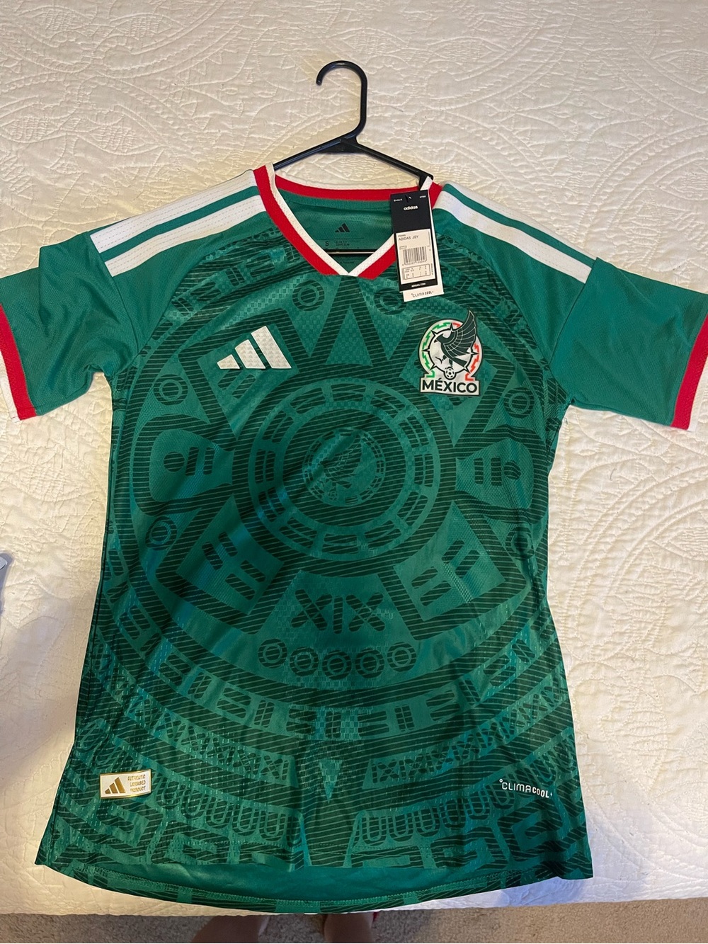 adidas Green Mexico Soccer Jersey with Red and White Trim